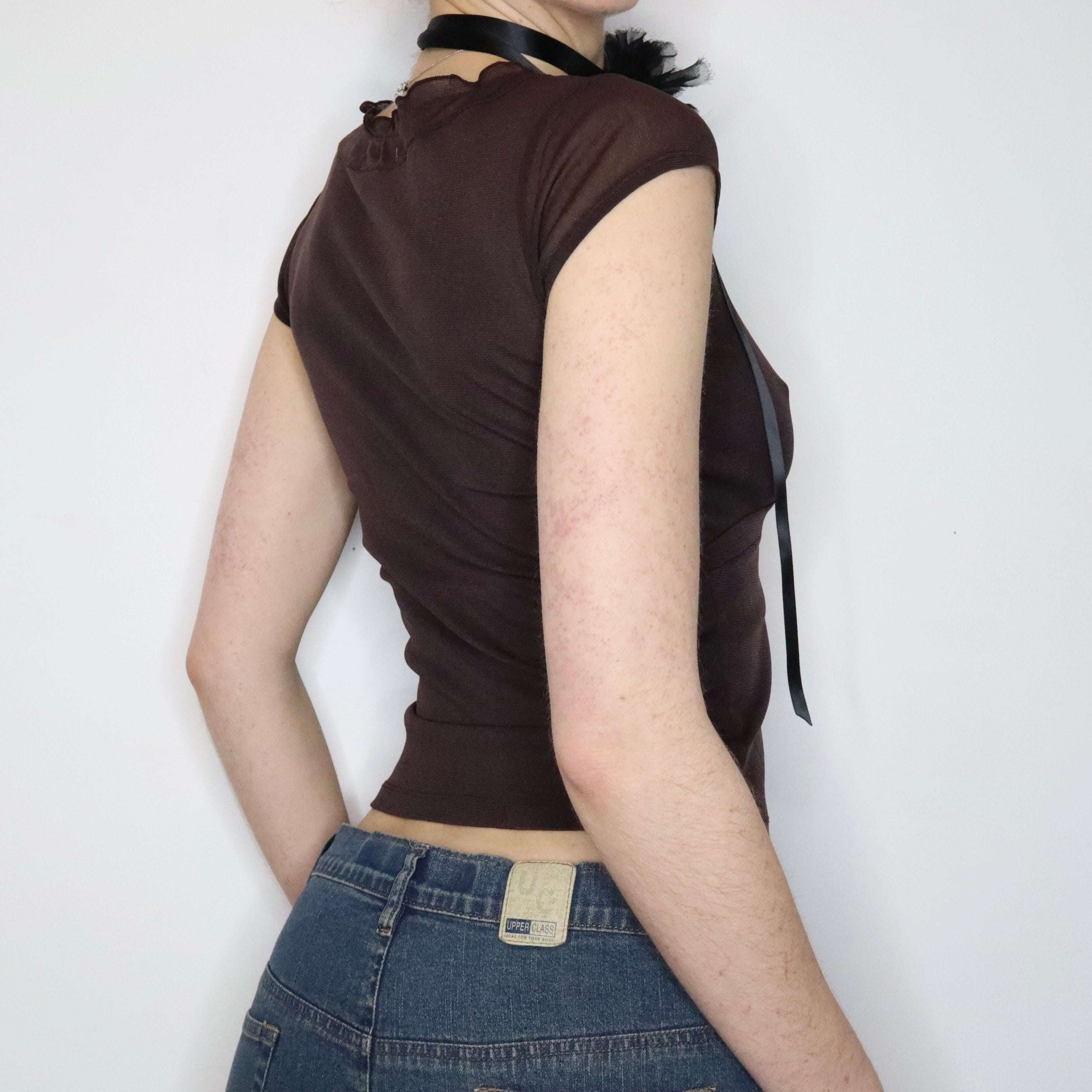 Brown Mesh Blouse (Small) 