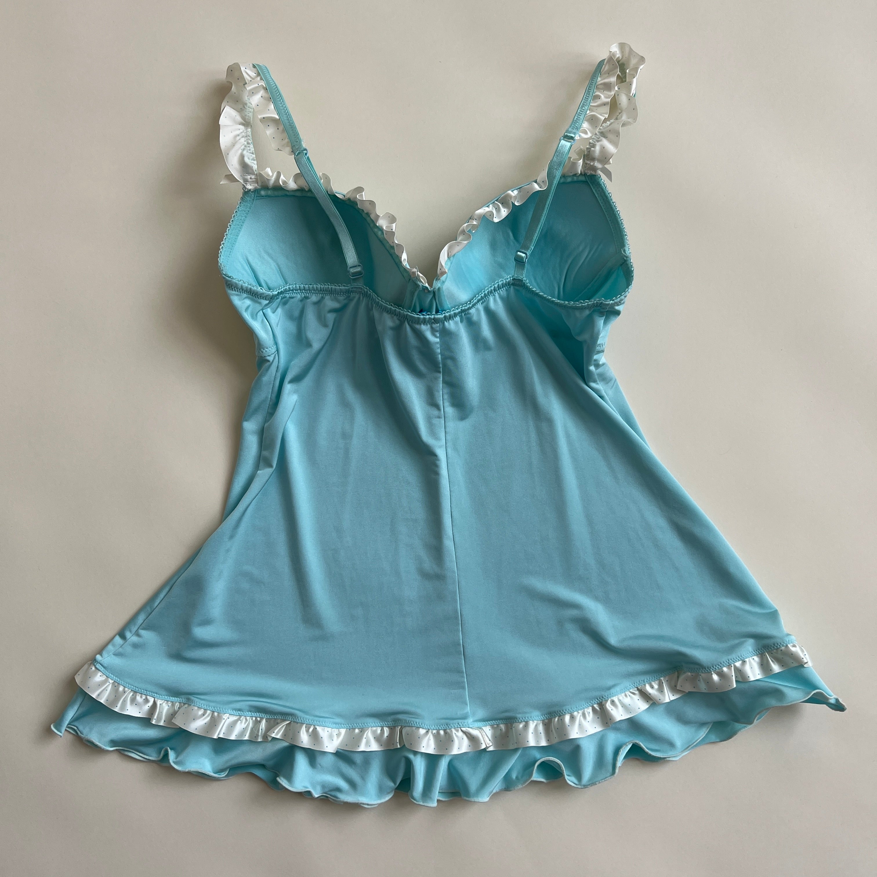 Cyan polka ruffle babydoll 36C