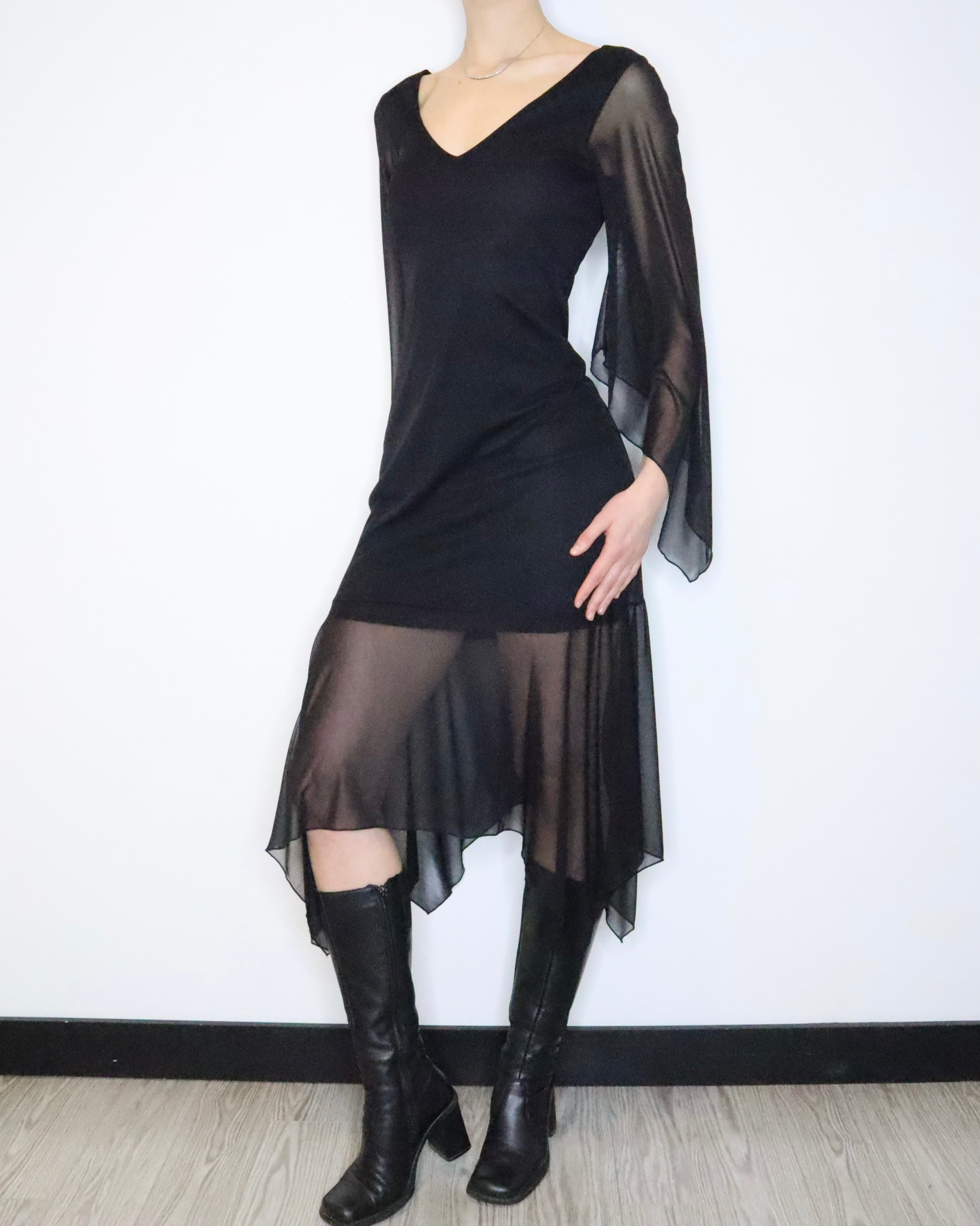 Whimsigoth Black Mesh Dress (S-M) 
