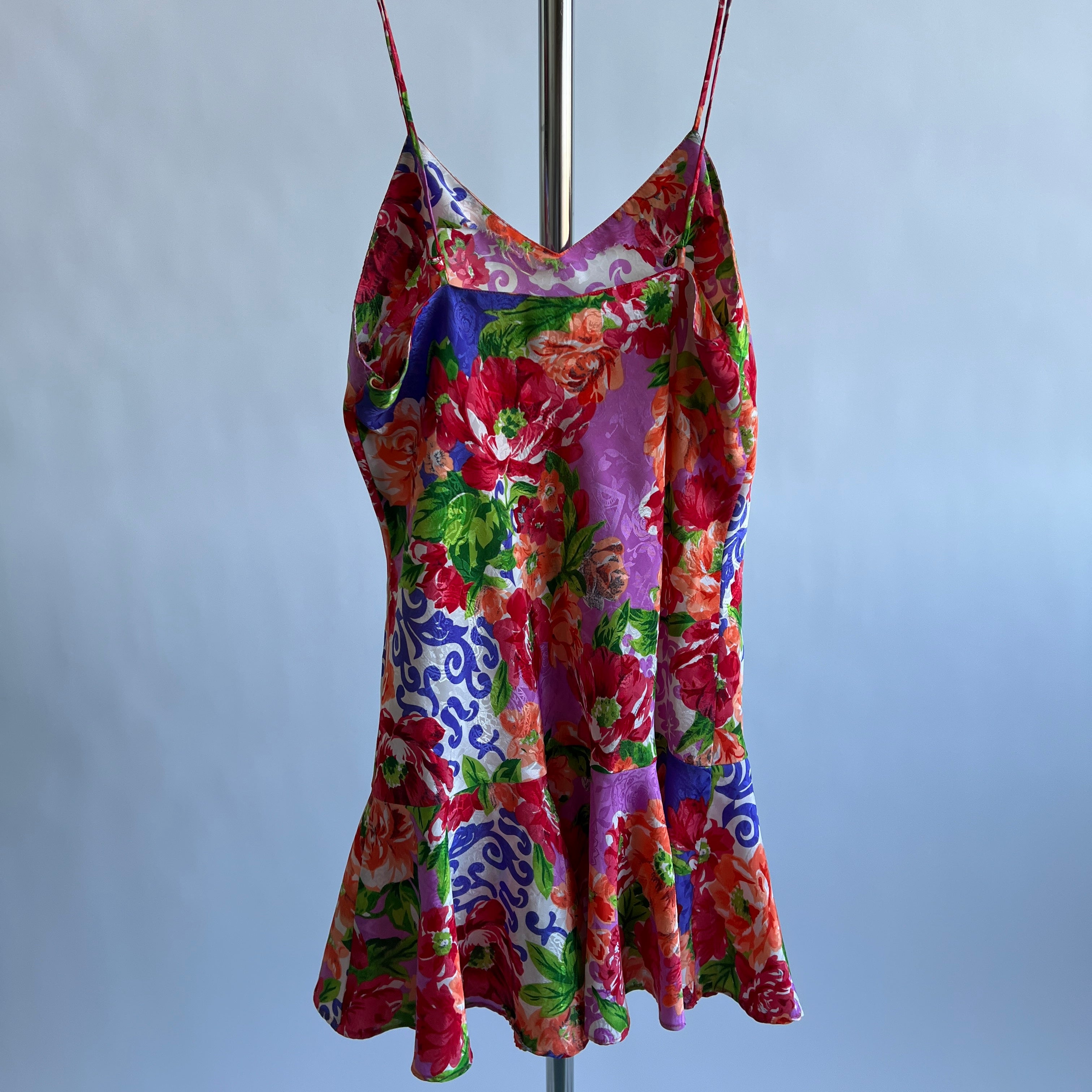 80s floral mini flare slip