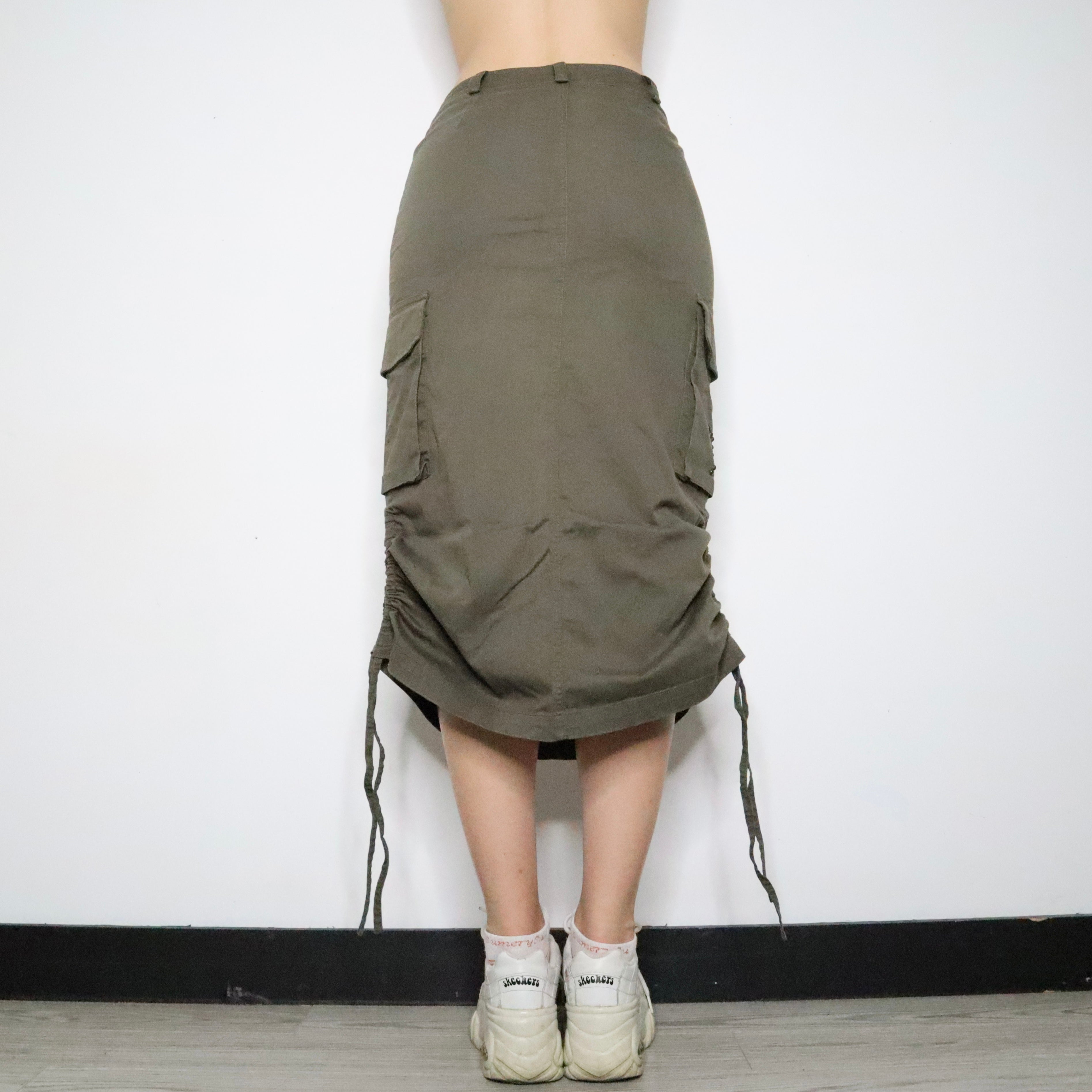Long Green Cargo Skirt (Medium)