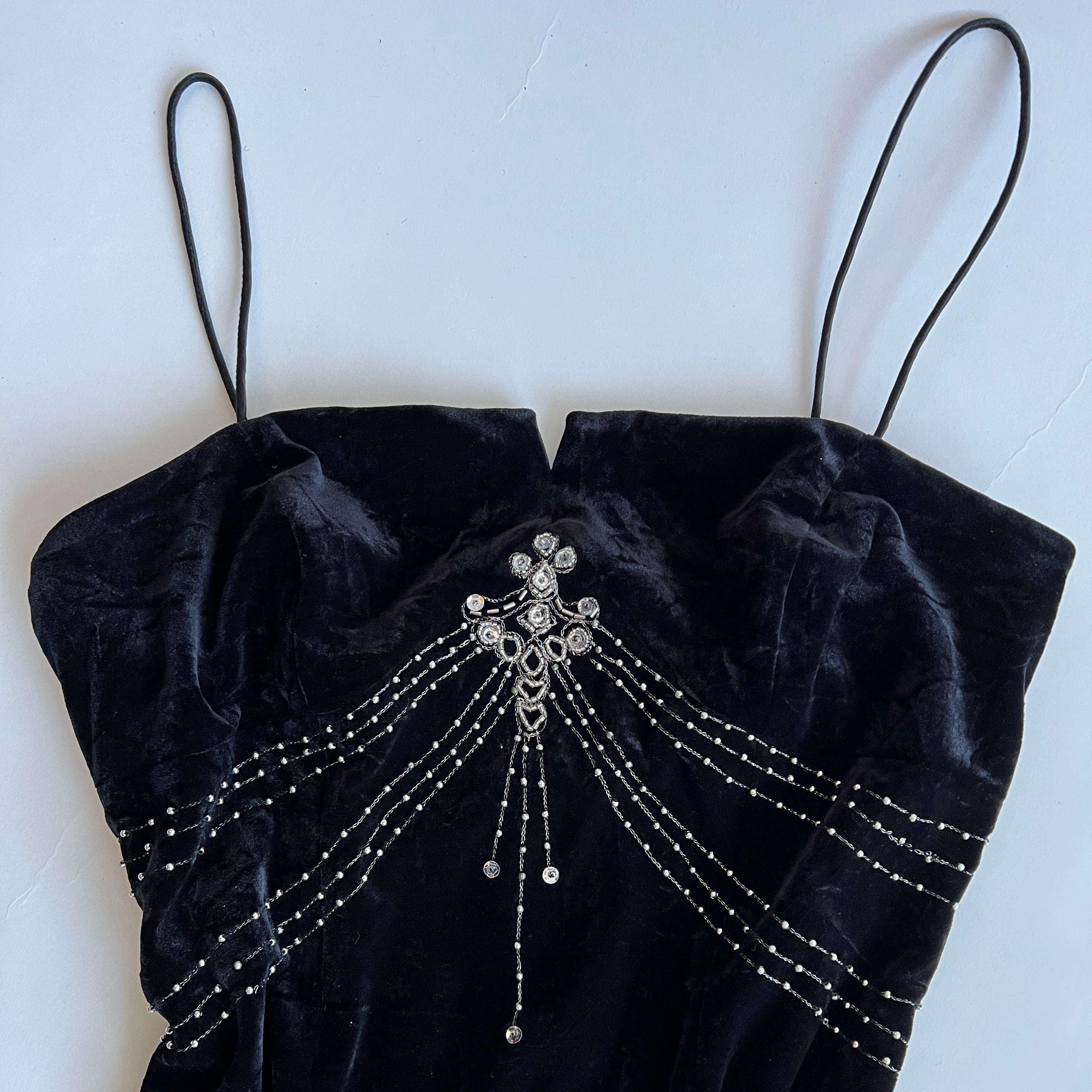 90s Beaded velvet maxi dress