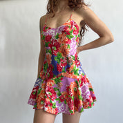 80s floral mini flare slip