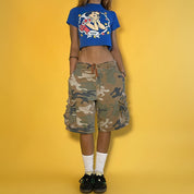 Vintage Distressed Camo Cargo Shorts - Large