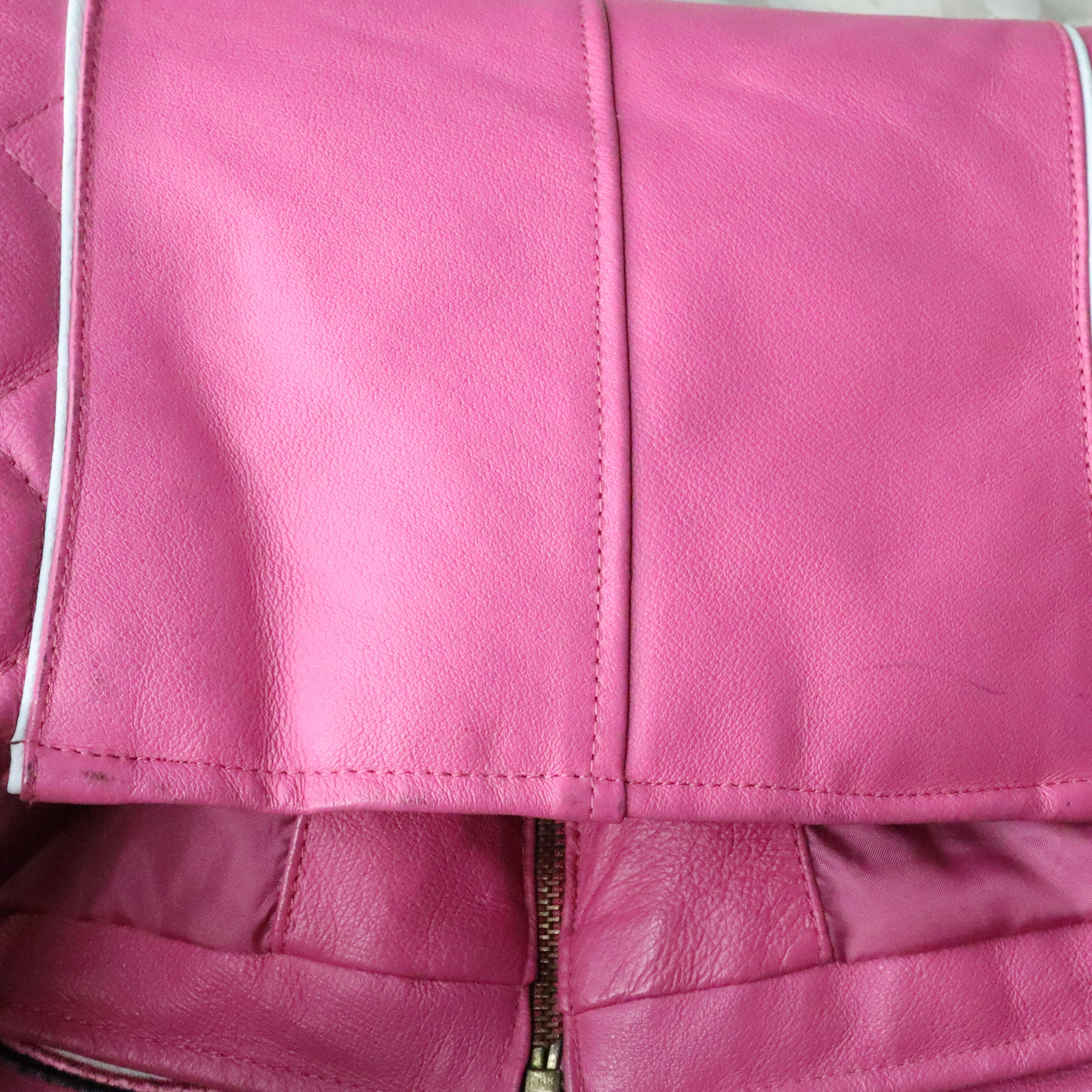 Pink Leather Racer Jacket (Small)
