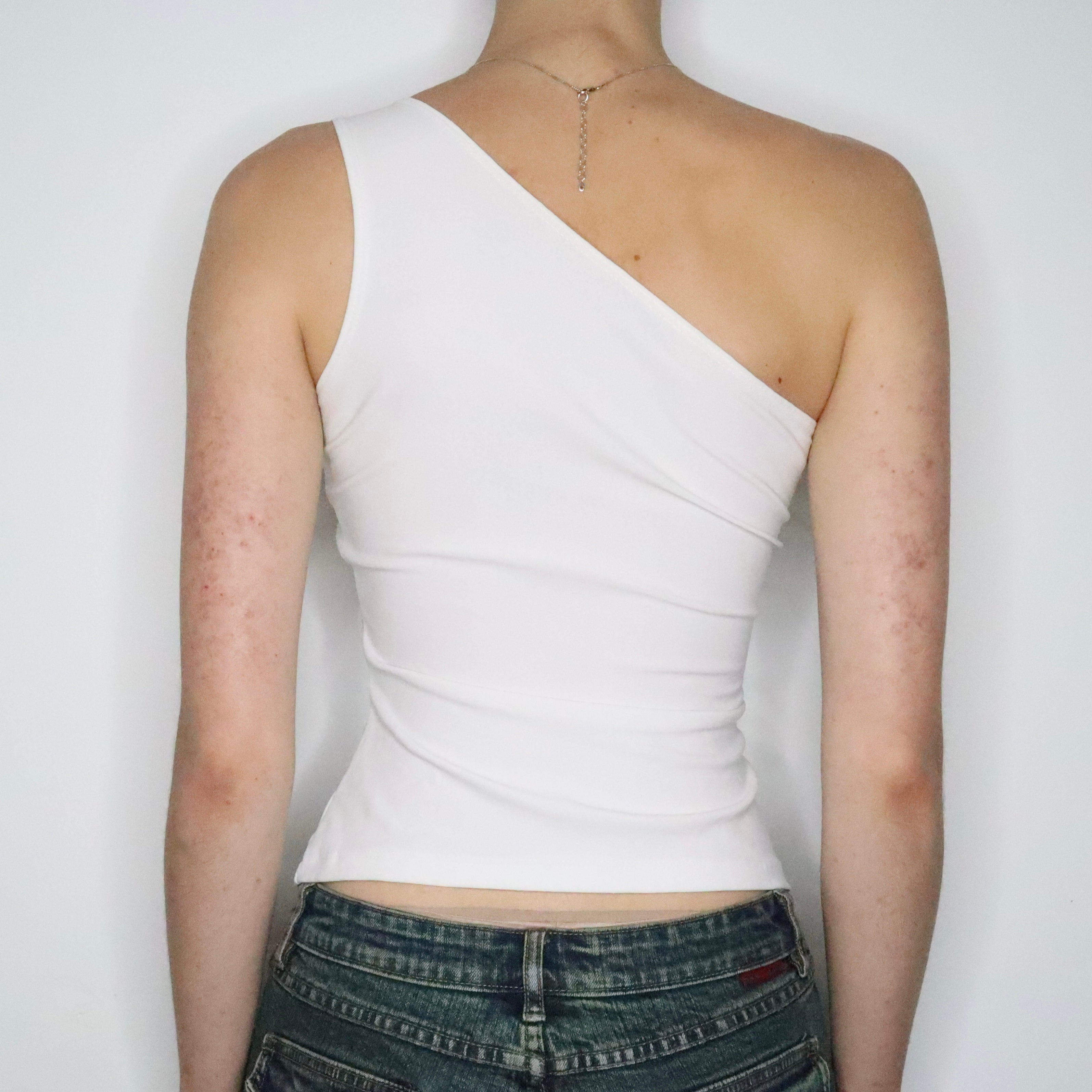 White Flames One Shoulder Top (Small)