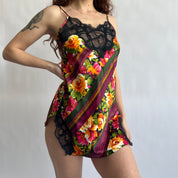 90s VS dark floral slip