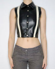 Black Faux Leather Vest (Small) 