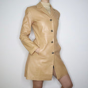 Long Tan Leather Jacket (Small)