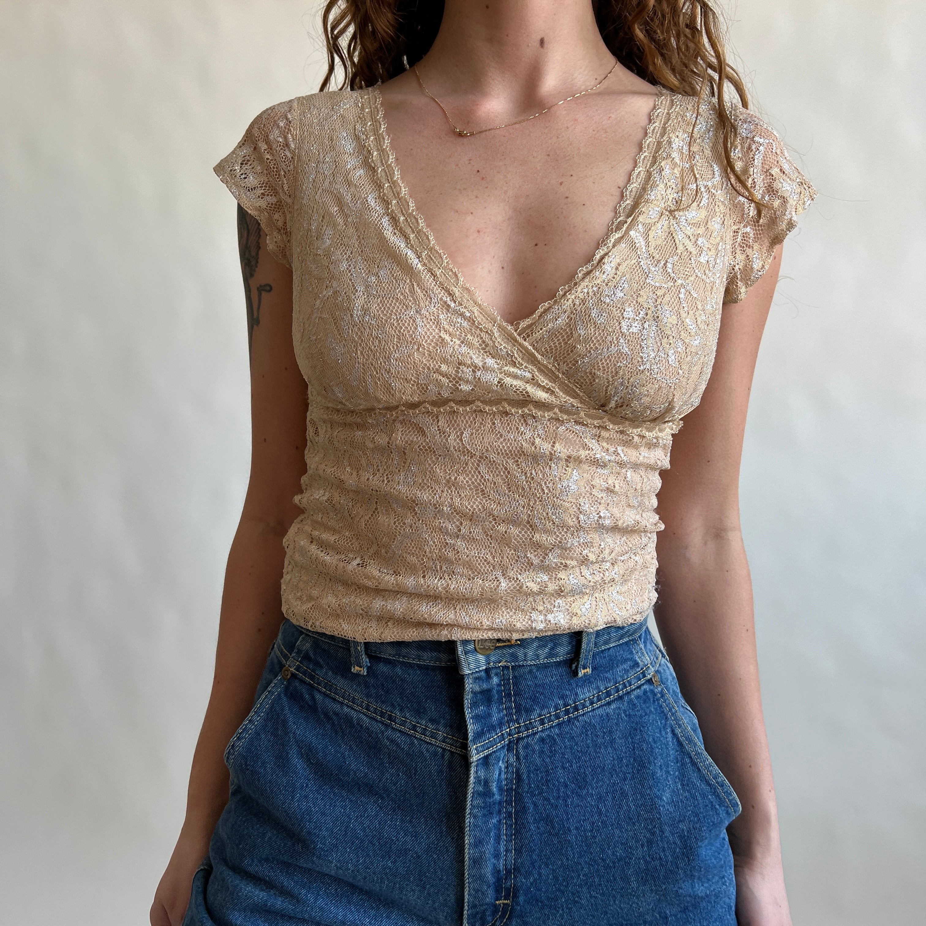 Beige lace blouse