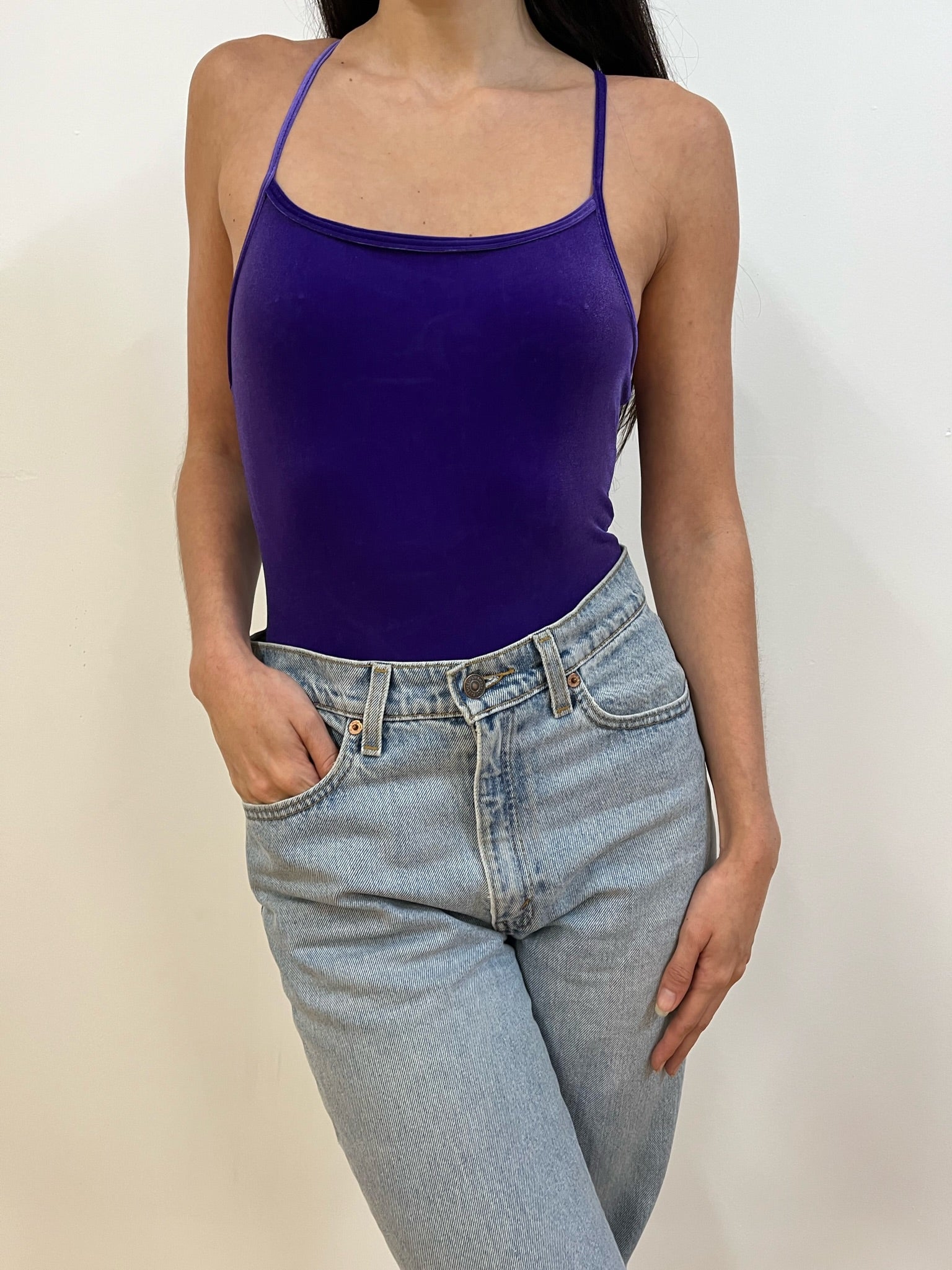 Purple velvet bodysuit