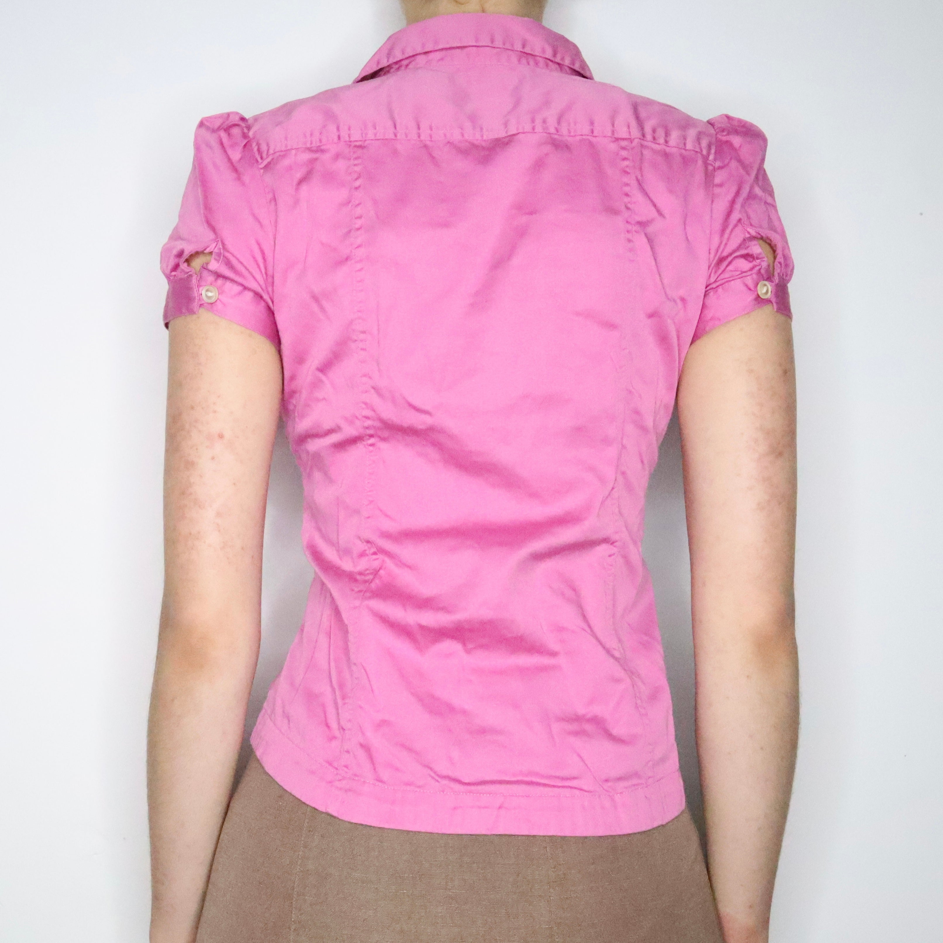 Pink Button Up Blouse (XS-S)