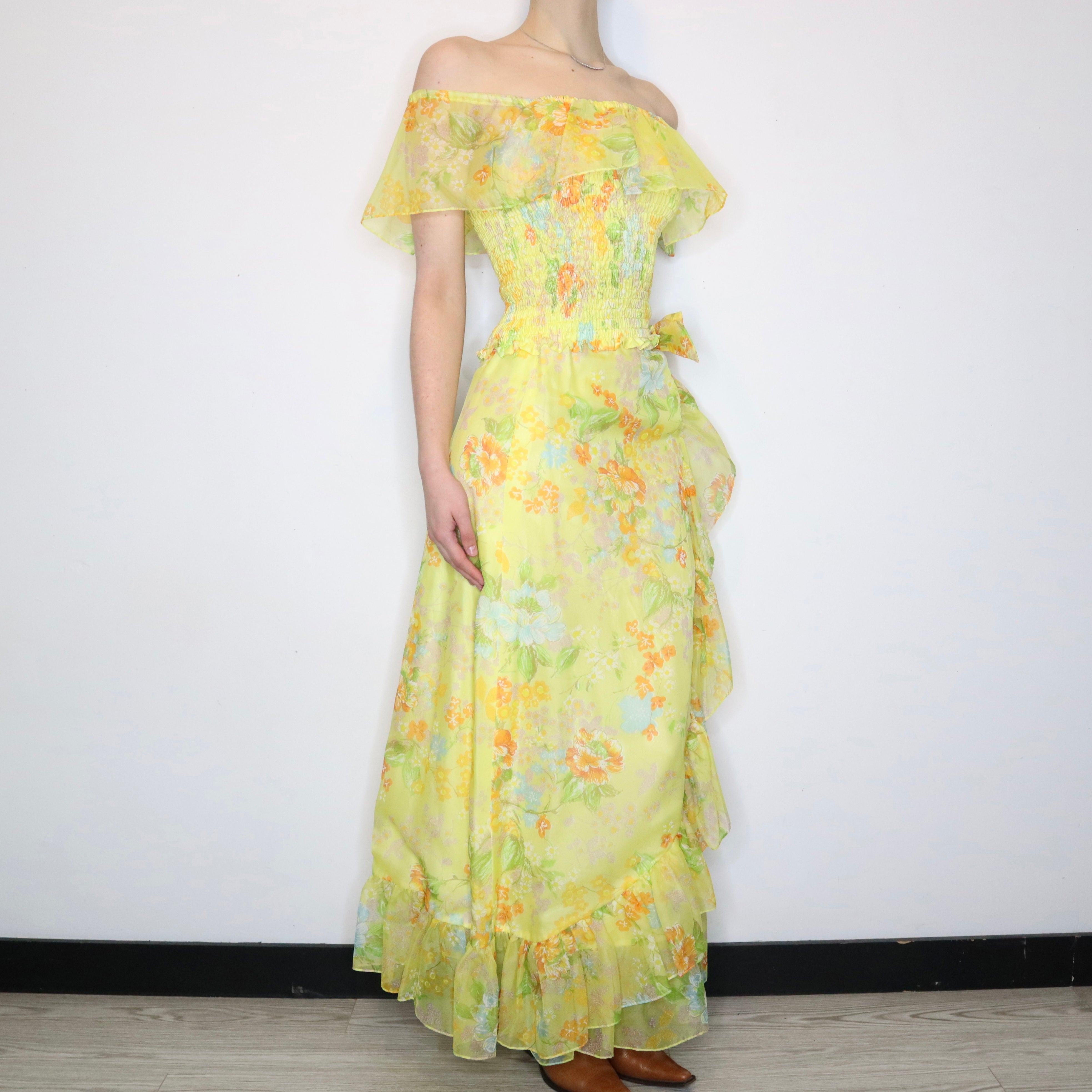 Yellow Floral Chiffon Set (XS-S)