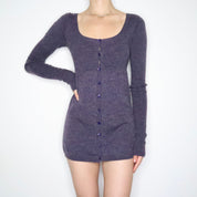 Fuzzy Purple Babydoll Sweater Dress (Small)