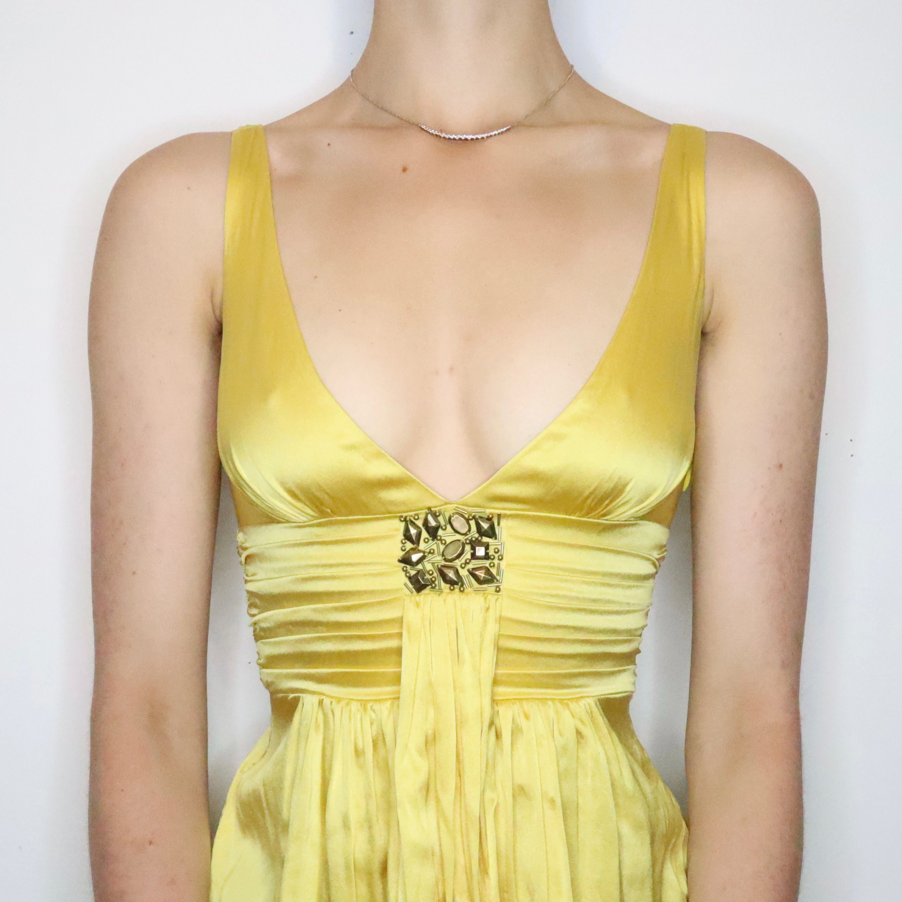 Yellow Silk Babydoll Top (XS)