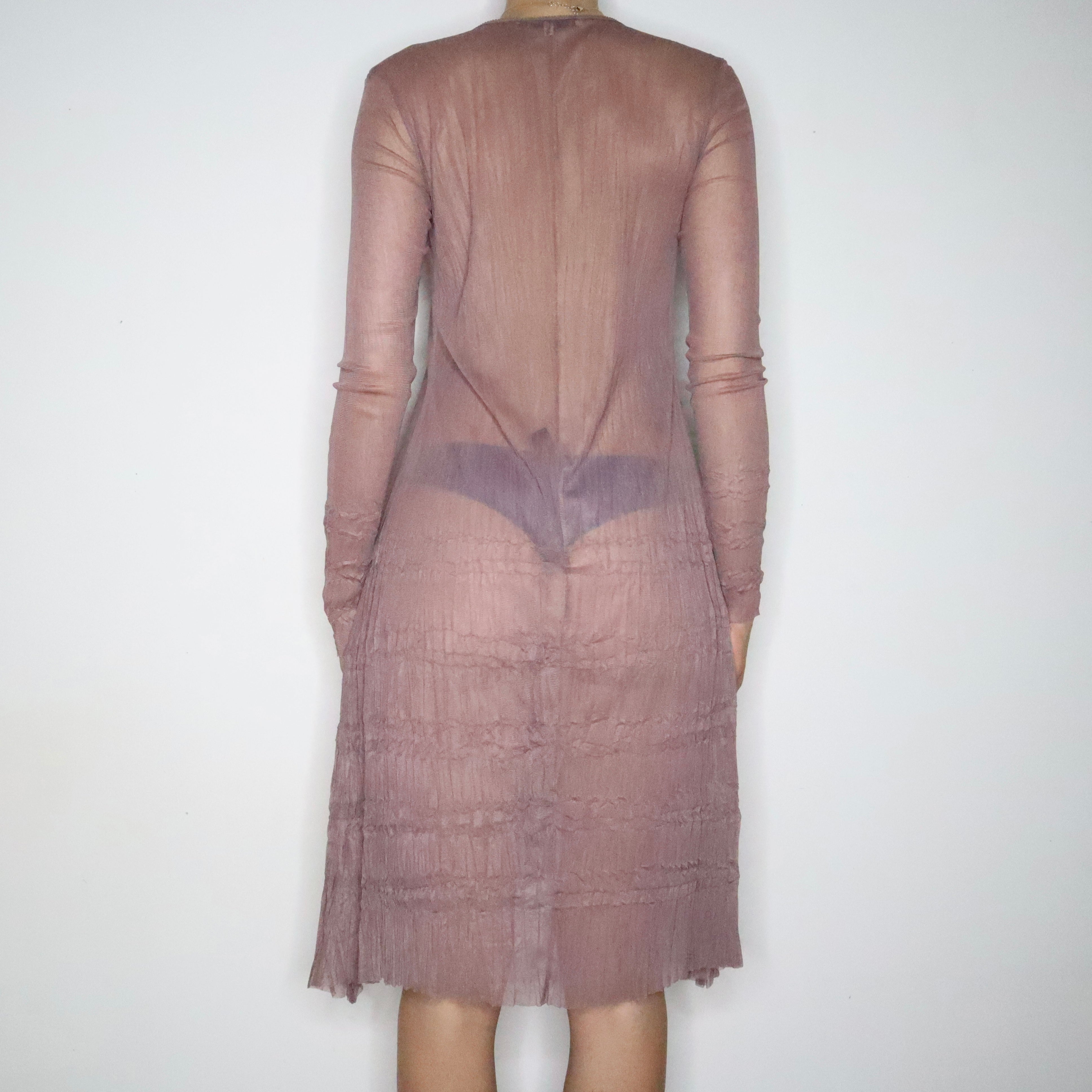 French Mauve Mesh Dress (Large)