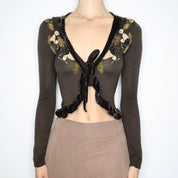 Moschino Brown Silk Fairy Cardigan (Small)