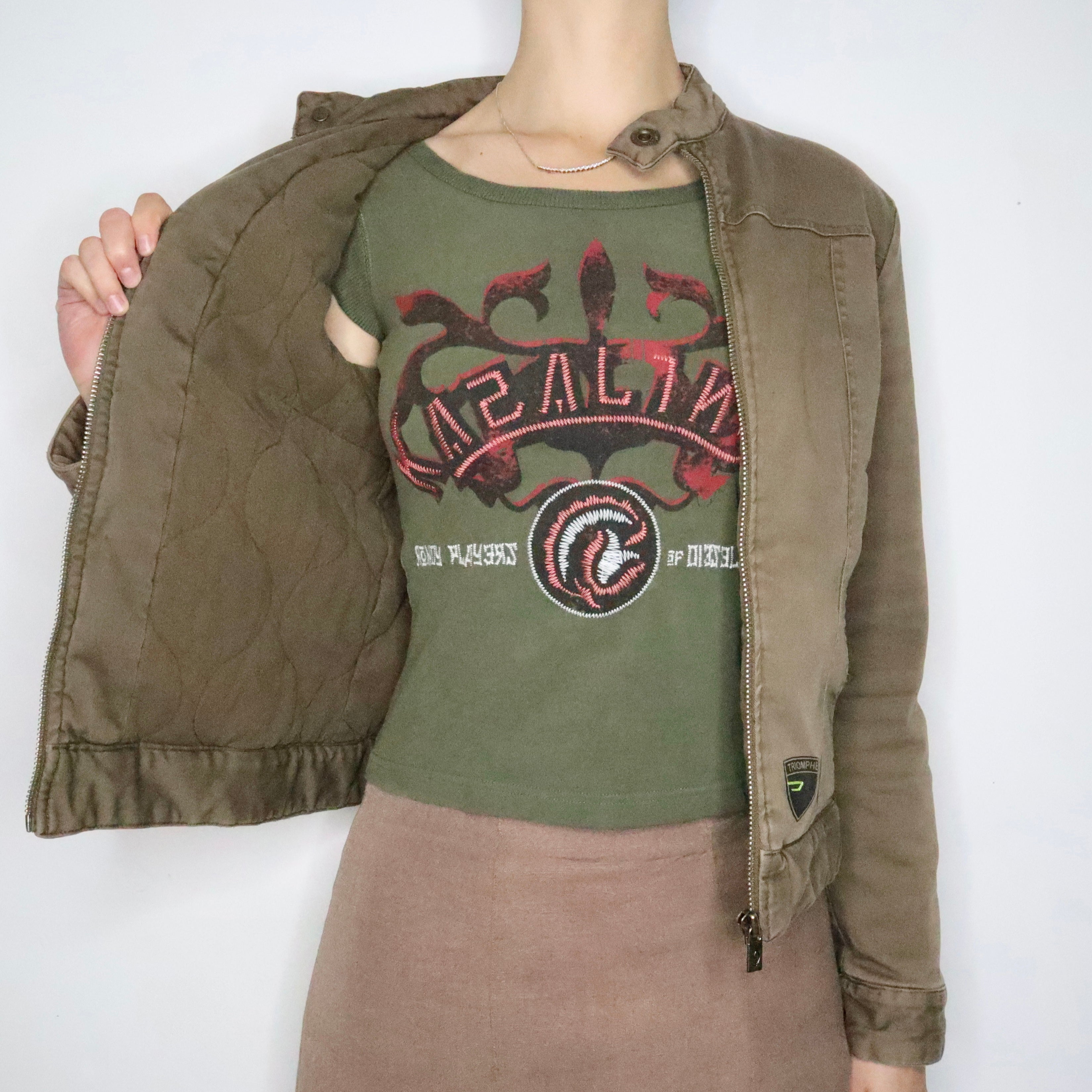 Diesel Khaki Green Moto Jacket (Medium)