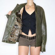 Green Leather Cafe Racer Jacket (L) 