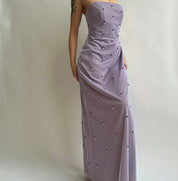 Vintage strapless lavender formal dress