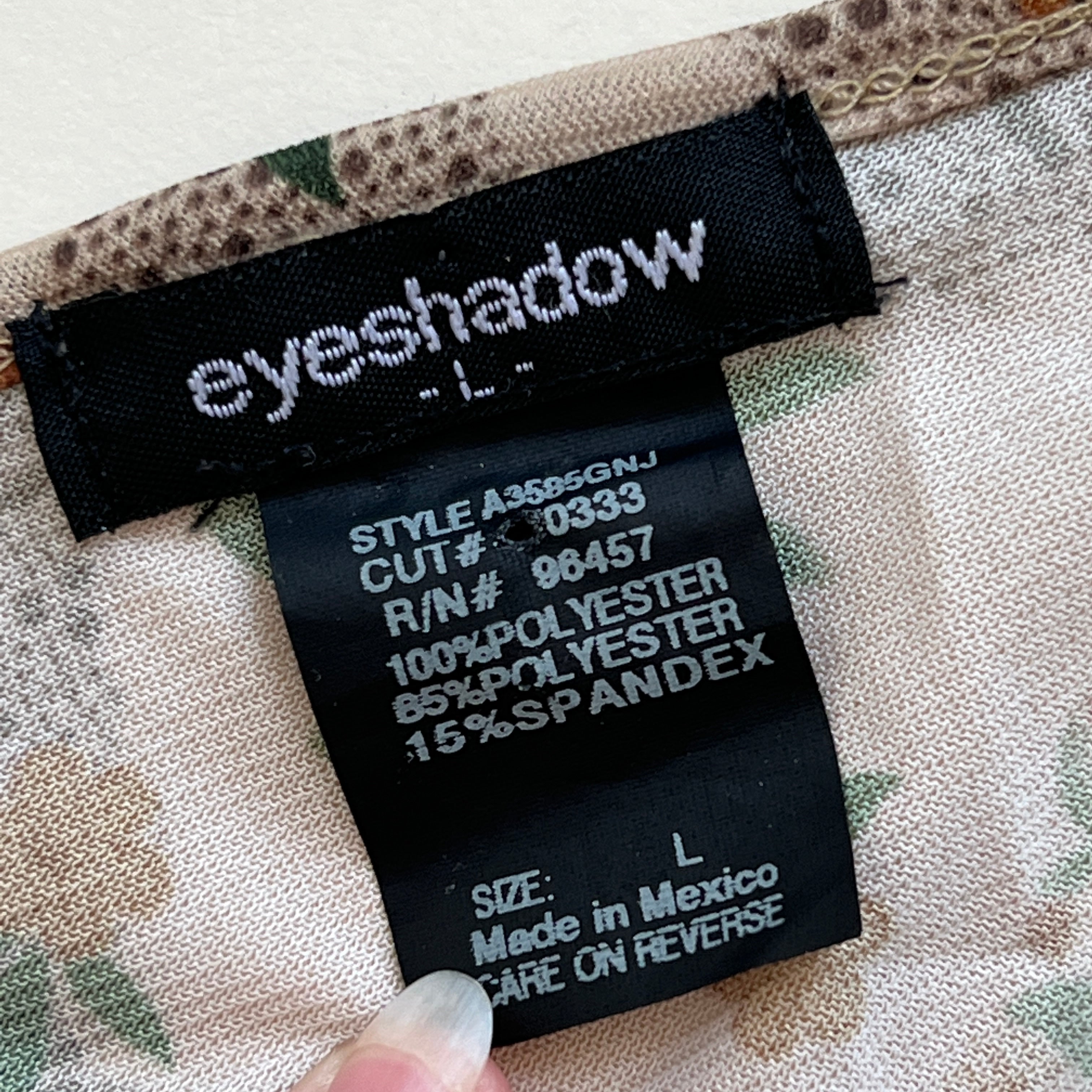 00s brown print semi sheer top