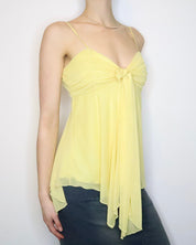 Yellow Mesh Babydoll Top (Medium) 
