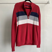Ribbed zip stripe sweater
