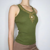Green Beaded Tank Top (Small)