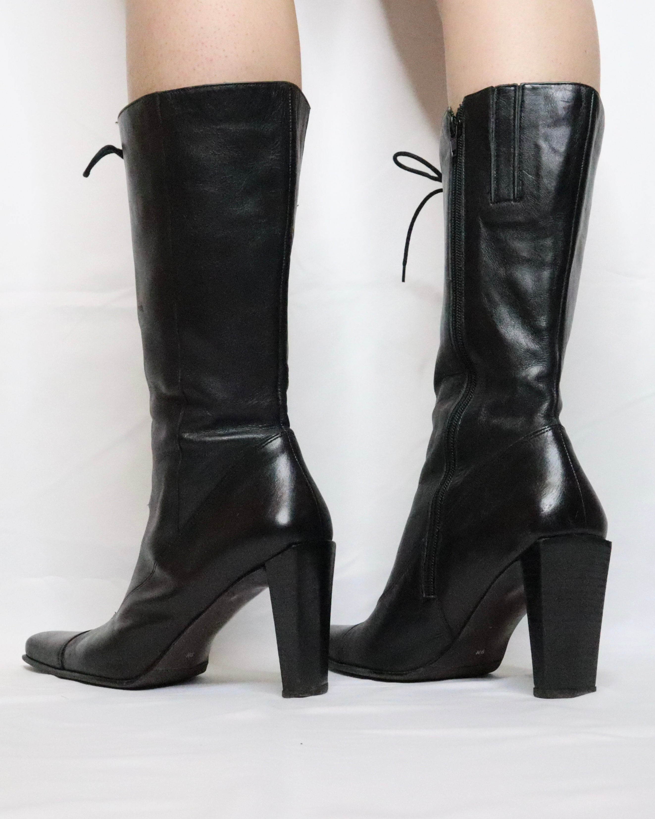 Black Leather Lace Up Boots (8.5-9 US)