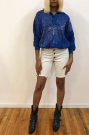 Blue Icicle Collar Top