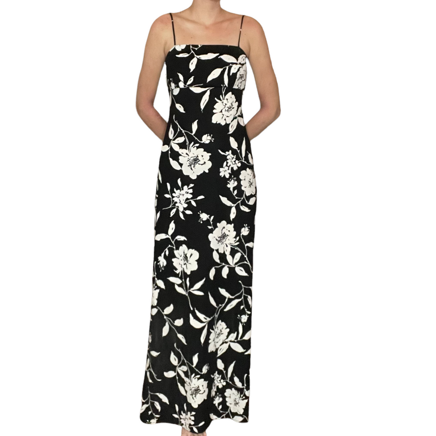 Black and white floral maxi