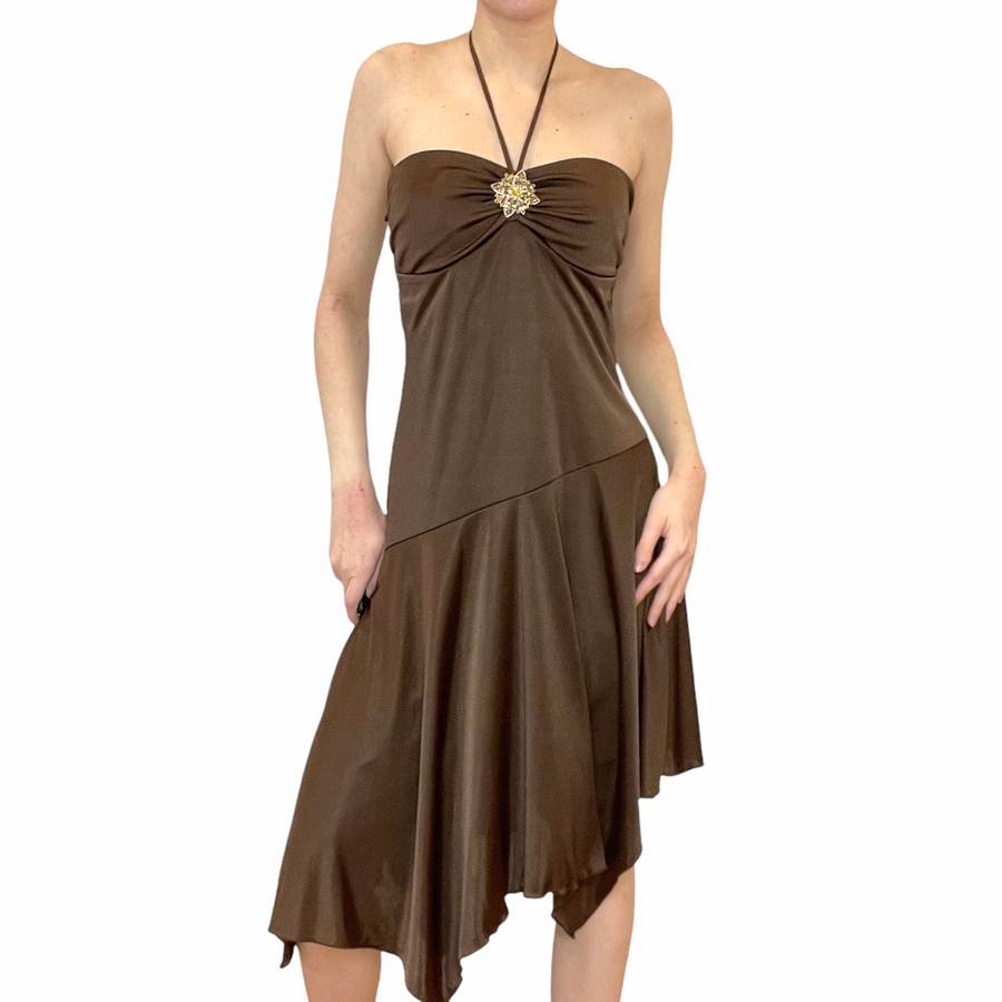 Brown summer halter dress