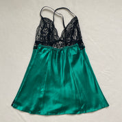 Satin emerald sequin slip
