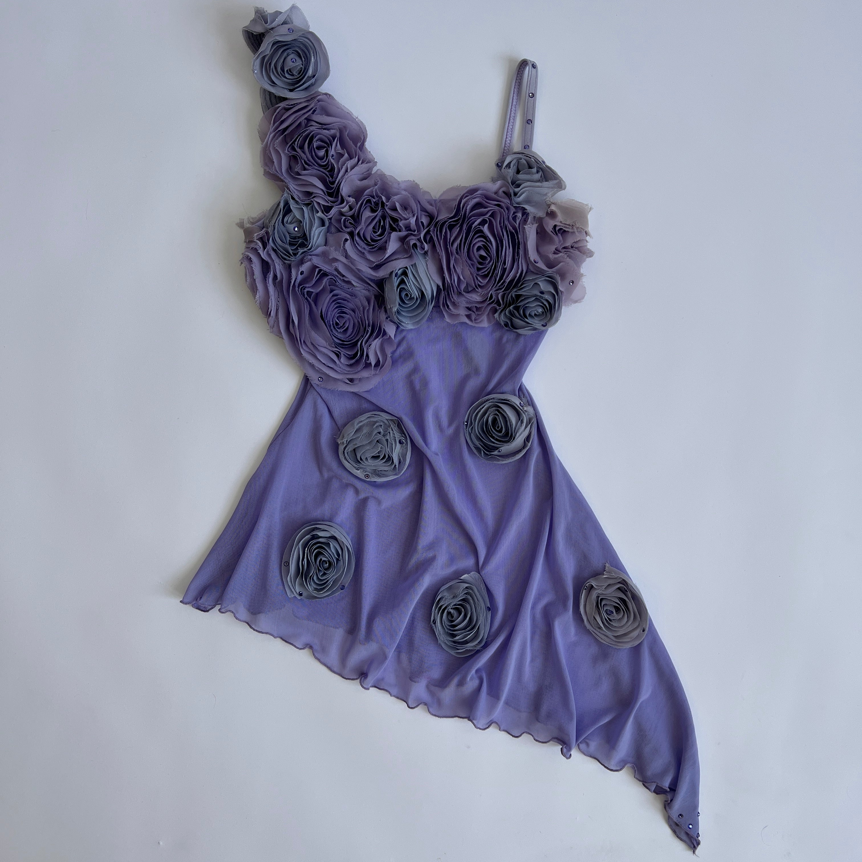 Asymmetrical purple flower top (XS/S)