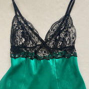 Satin emerald sequin slip