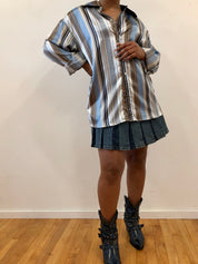 Stripped silk button down XL