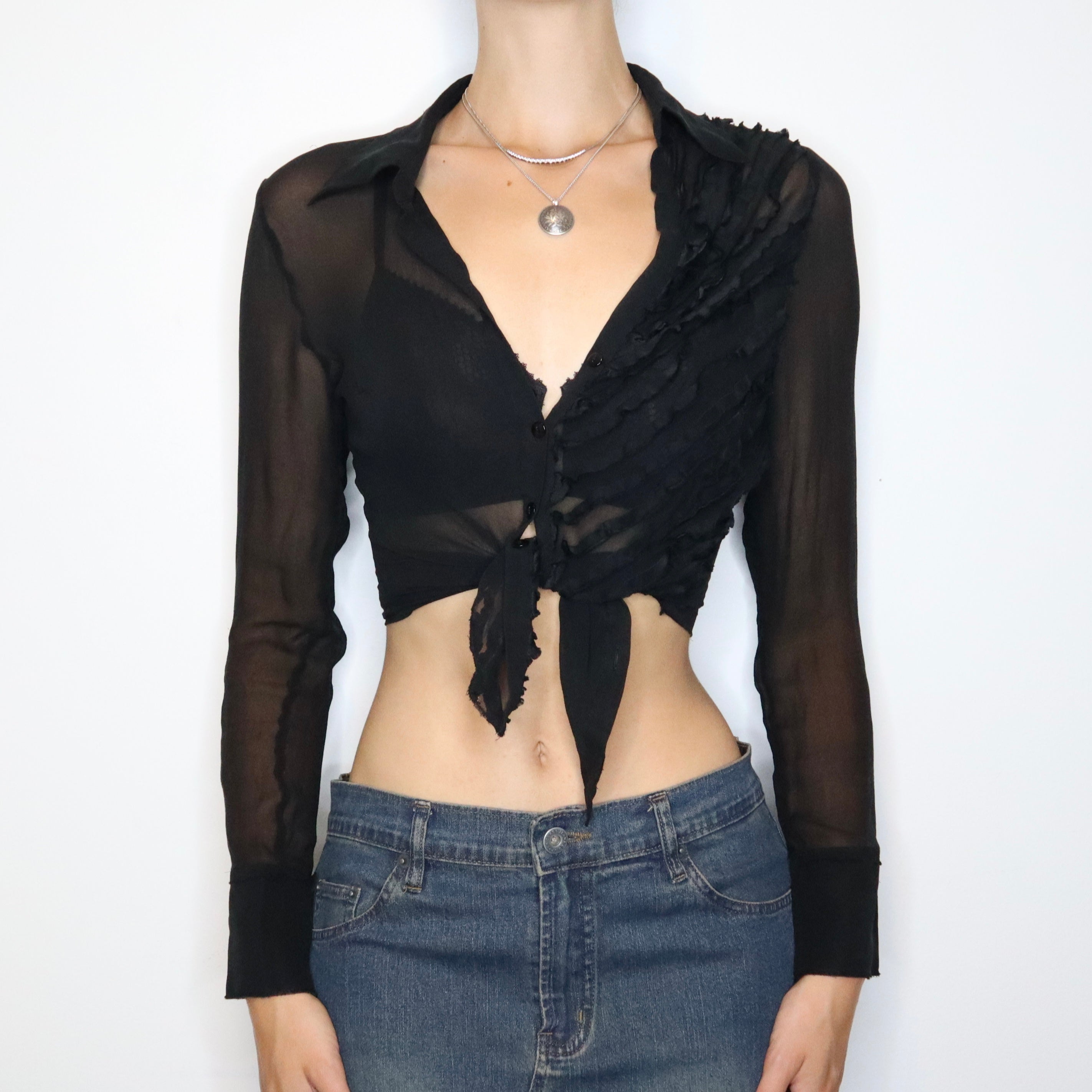 Guess Black Silk Button Up (Medium) 
