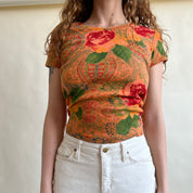 Vintage Orange floral print tee