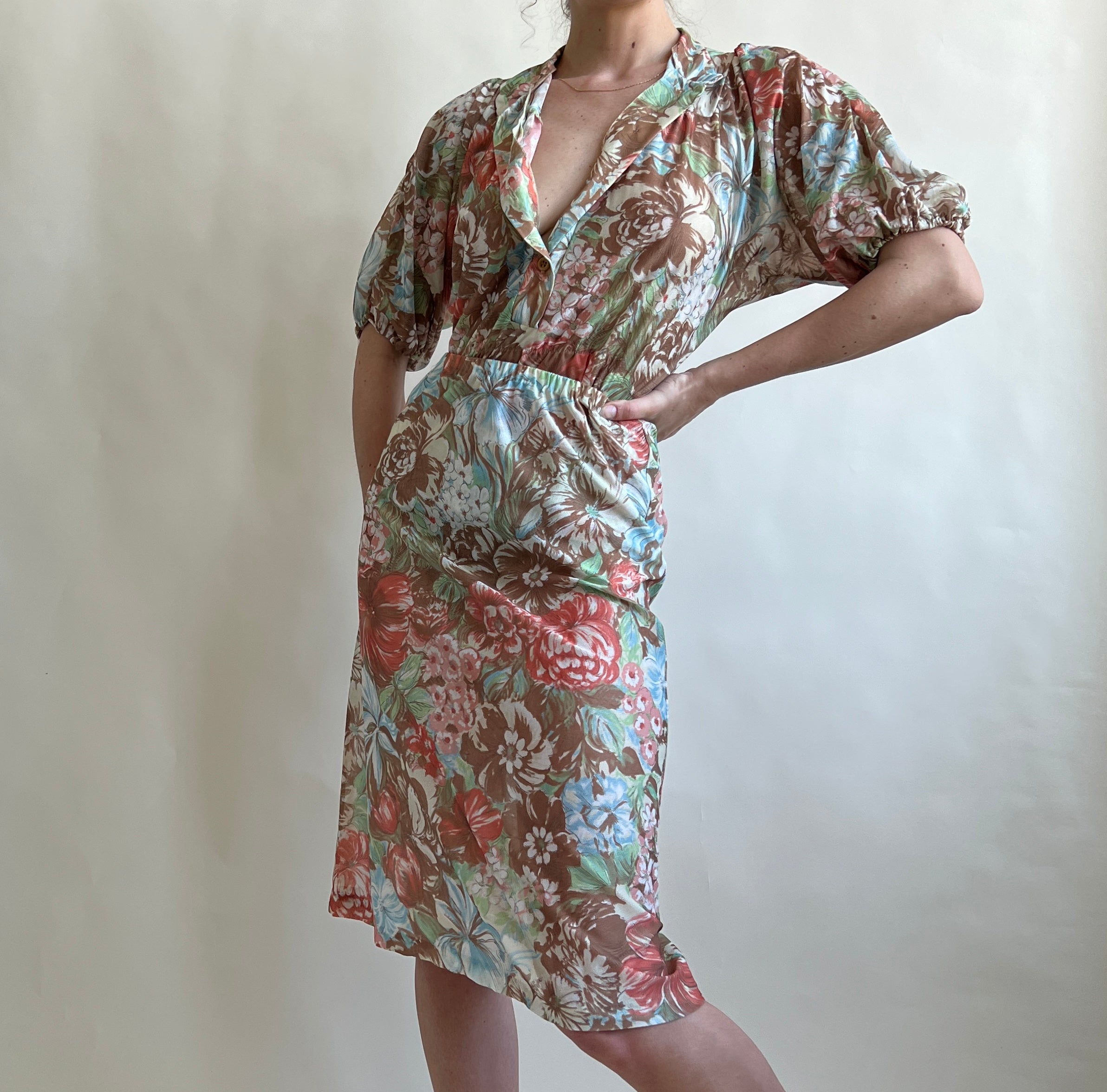 Vintage floral skirt set