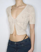 Beige Crochet Cardigan (XS-S)