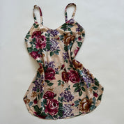Beige floral satin slip
