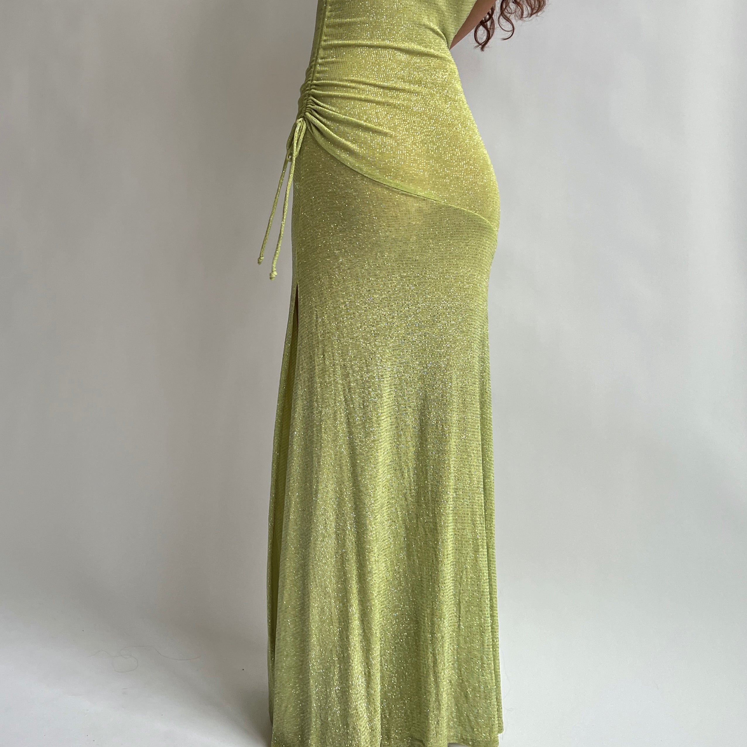 Y2K green glitter formal dress  Holy Thrift