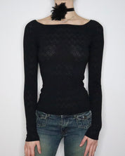 Black Pointelle Long Sleeve (S-M) 