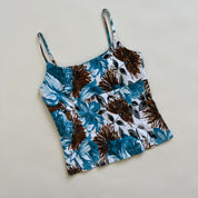 Y2k teal floral corset cami