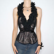 Bebe Ruffle Halter Top (XS-S) 