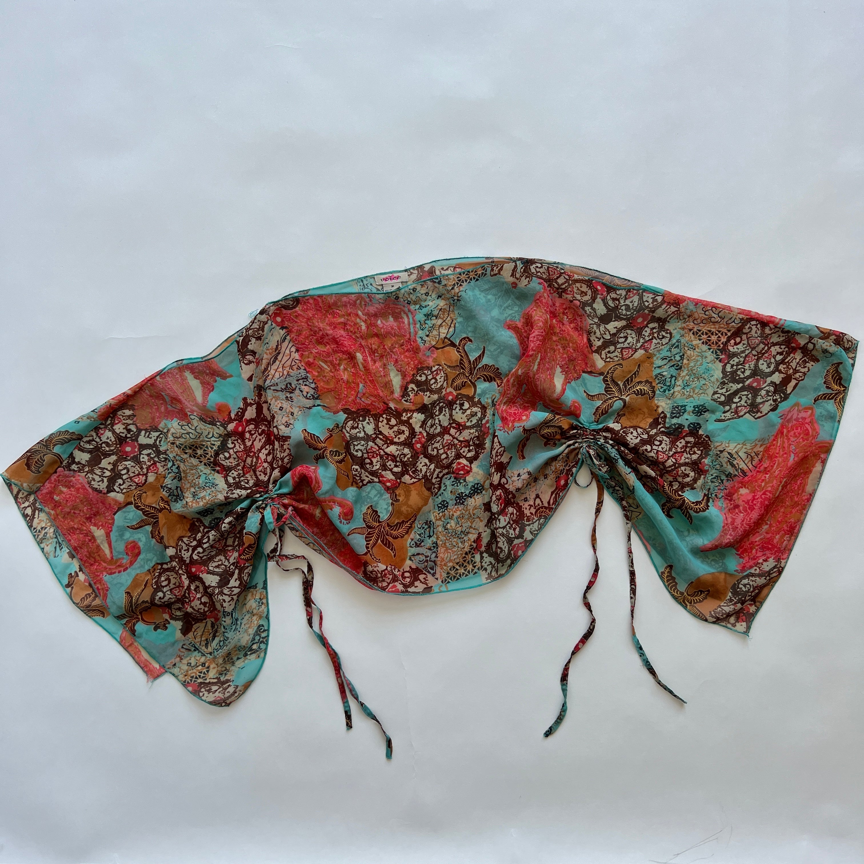 00s print sheer cape top