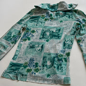 Vintage teal town print
