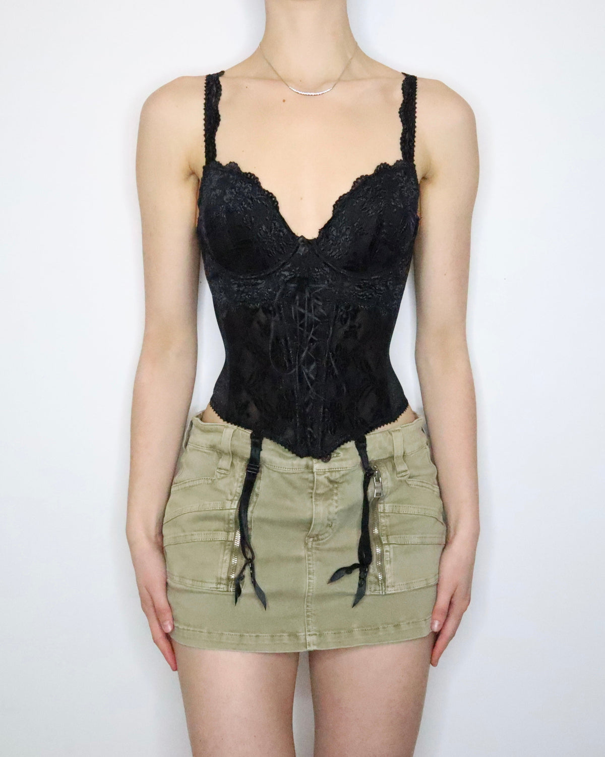 90s Black Suede Lace Up Corset (S) — Holy Thrift