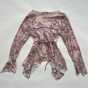 y2k asymmetrical floral top