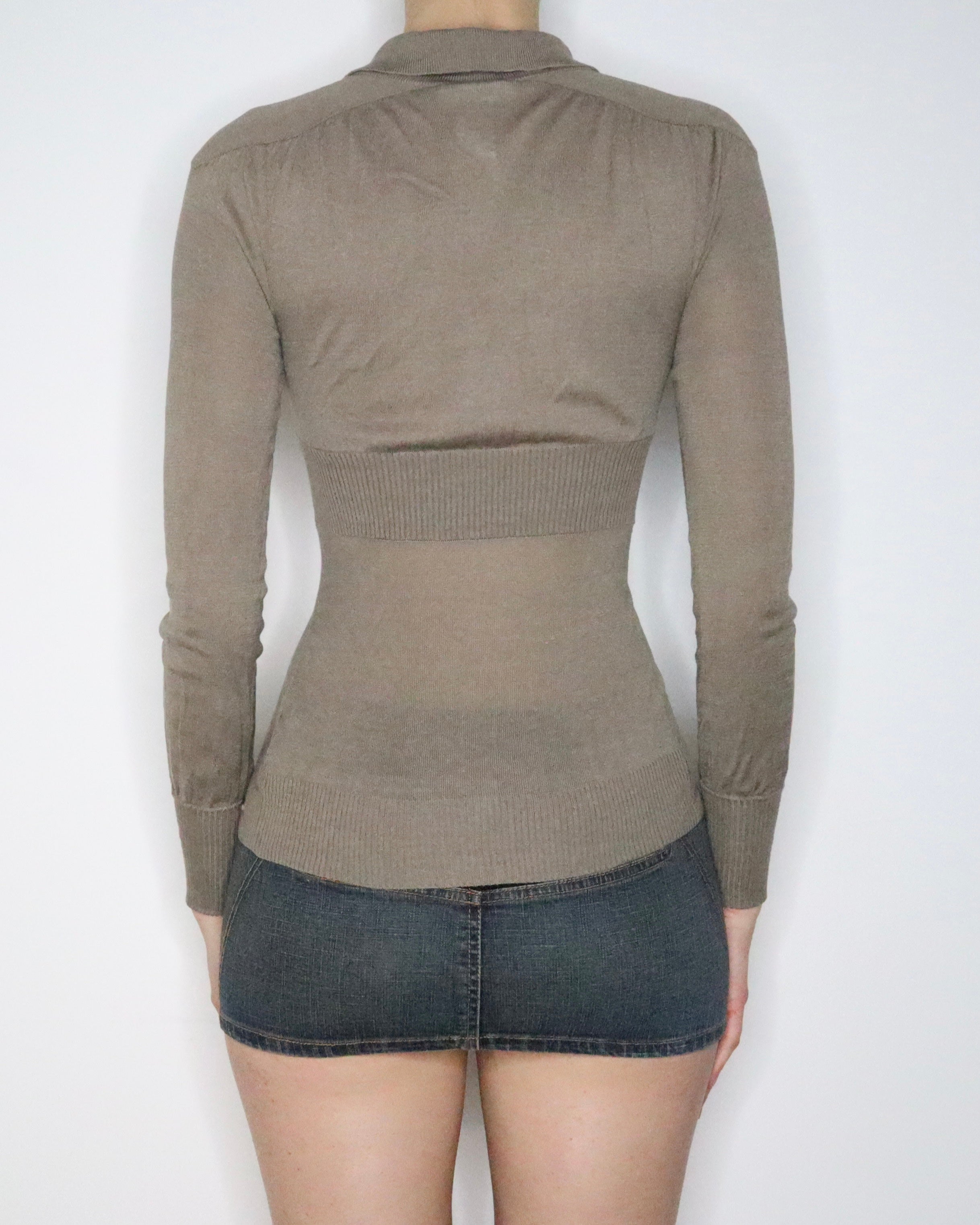 Diesel Taupe Silk Cardigan (XS) 